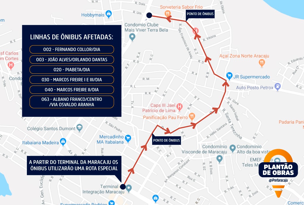SMTT informa alteração de itinerário de linhas de ônibus na avenida Euclides Figueiredo - SMTT Aracaju